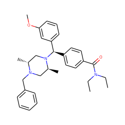 CCN(CC)C(=O)c1ccc([C@H](c2cccc(OC)c2)N2C[C@@H](C)N(Cc3ccccc3)C[C@@H]2C)cc1 ZINC000022939664