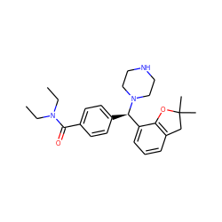 CCN(CC)C(=O)c1ccc([C@H](c2cccc3c2OC(C)(C)C3)N2CCNCC2)cc1 ZINC000022939856