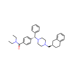 CCN(CC)C(=O)c1ccc([C@H](c2ccccc2)N2CCN(C[C@@H]3CCc4ccccc4C3)CC2)cc1 ZINC000028764156