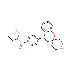 CCN(CC)C(=O)c1ccc([C@H]2CC3(CCNCC3)Oc3ccccc32)cc1 ZINC000043018463