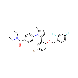 CCN(CC)C(=O)c1ccc(-n2c(C)ccc2-c2cc(Br)ccc2OCc2ccc(F)cc2F)cc1 ZINC000028822630