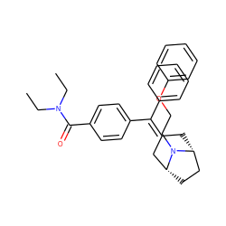 CCN(CC)C(=O)c1ccc(C(=C2C[C@@H]3CC[C@H](C2)N3CCOc2ccccc2)c2ccccc2)cc1 ZINC000026188567