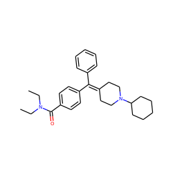 CCN(CC)C(=O)c1ccc(C(=C2CCN(C3CCCCC3)CC2)c2ccccc2)cc1 ZINC000013814378