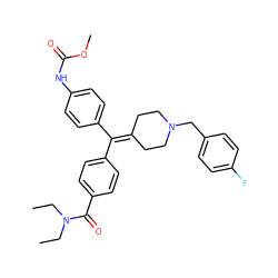 CCN(CC)C(=O)c1ccc(C(=C2CCN(Cc3ccc(F)cc3)CC2)c2ccc(NC(=O)OC)cc2)cc1 ZINC000073197415