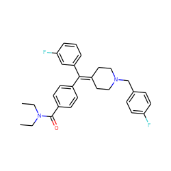 CCN(CC)C(=O)c1ccc(C(=C2CCN(Cc3ccc(F)cc3)CC2)c2cccc(F)c2)cc1 ZINC000082157487