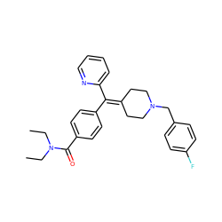 CCN(CC)C(=O)c1ccc(C(=C2CCN(Cc3ccc(F)cc3)CC2)c2ccccn2)cc1 ZINC000082149398