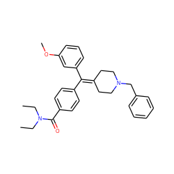 CCN(CC)C(=O)c1ccc(C(=C2CCN(Cc3ccccc3)CC2)c2cccc(OC)c2)cc1 ZINC000013803500