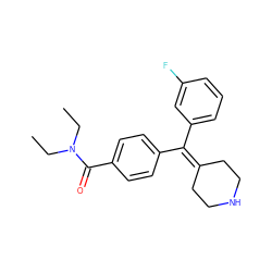 CCN(CC)C(=O)c1ccc(C(=C2CCNCC2)c2cccc(F)c2)cc1 ZINC000013814325