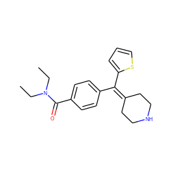 CCN(CC)C(=O)c1ccc(C(=C2CCNCC2)c2cccs2)cc1 ZINC000013814346