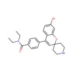 CCN(CC)C(=O)c1ccc(C2=CC3(CCNCC3)Oc3cc(O)ccc32)cc1 ZINC000040957099