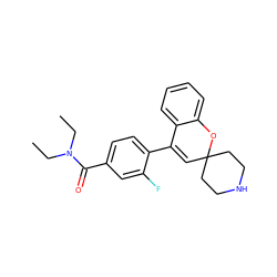 CCN(CC)C(=O)c1ccc(C2=CC3(CCNCC3)Oc3ccccc32)c(F)c1 ZINC000043074781