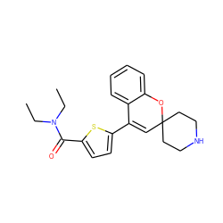 CCN(CC)C(=O)c1ccc(C2=CC3(CCNCC3)Oc3ccccc32)s1 ZINC000043017762