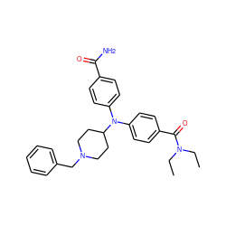 CCN(CC)C(=O)c1ccc(N(c2ccc(C(N)=O)cc2)C2CCN(Cc3ccccc3)CC2)cc1 ZINC000045299510