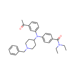 CCN(CC)C(=O)c1ccc(N(c2cccc(C(C)=O)c2)C2CCN(Cc3ccccc3)CC2)cc1 ZINC000045290922