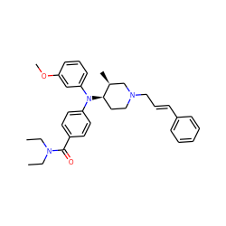 CCN(CC)C(=O)c1ccc(N(c2cccc(OC)c2)[C@@H]2CCN(C/C=C/c3ccccc3)C[C@@H]2C)cc1 ZINC000013862311