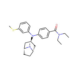 CCN(CC)C(=O)c1ccc(N(c2cccc(SC)c2)[C@H]2C[C@@H]3CC[C@H](C2)N3C)cc1 ZINC000100855437