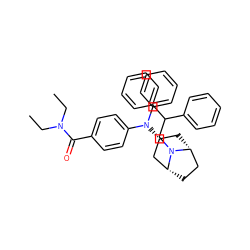 CCN(CC)C(=O)c1ccc(N(c2ccccc2)[C@@H]2C[C@@H]3CC[C@H](C2)N3CC(c2ccccc2)c2ccccc2)cc1 ZINC000100855504