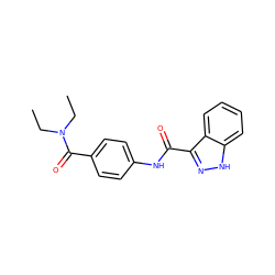 CCN(CC)C(=O)c1ccc(NC(=O)c2n[nH]c3ccccc23)cc1 ZINC000073092456