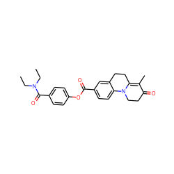 CCN(CC)C(=O)c1ccc(OC(=O)c2ccc3c(c2)CCC2=C(C)C(=O)CCN23)cc1 ZINC000028346058