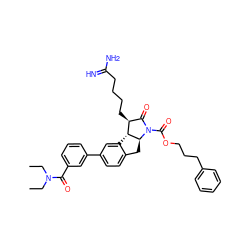 CCN(CC)C(=O)c1cccc(-c2ccc3c(c2)[C@H]2[C@H](C3)N(C(=O)OCCCc3ccccc3)C(=O)[C@@H]2CCCCC(=N)N)c1 ZINC000029398722