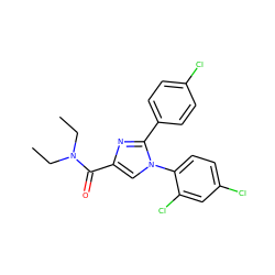 CCN(CC)C(=O)c1cn(-c2ccc(Cl)cc2Cl)c(-c2ccc(Cl)cc2)n1 ZINC000013642428