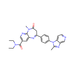 CCN(CC)C(=O)c1cnc2c(c1)N=C(c1ccc(-n3c(C)nc4cnccc43)cc1)CC(=O)N2C ZINC000013743168