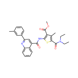 CCN(CC)C(=O)c1sc(NC(=O)c2cc(-c3cccc(C)c3)nc3ccccc23)c(C(=O)OC)c1C ZINC000002084106