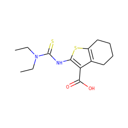 CCN(CC)C(=S)Nc1sc2c(c1C(=O)O)CCCC2 ZINC000039004634