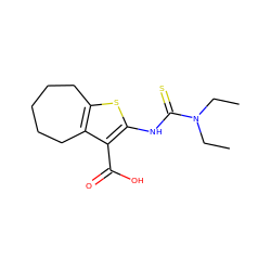 CCN(CC)C(=S)Nc1sc2c(c1C(=O)O)CCCCC2 ZINC000043077007