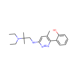 CCN(CC)C(C)(C)CNc1cc(C)c(-c2ccccc2O)nn1 ZINC000084587390