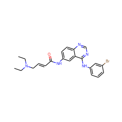 CCN(CC)C/C=C/C(=O)Nc1ccc2ncnc(Nc3cccc(Br)c3)c2c1 ZINC000013863669