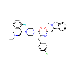 CCN(CC)C[C@@H](c1ccccc1F)N1CCN(C(=O)[C@@H](Cc2ccc(Cl)cc2)NC(=O)C[C@@H]2c3ccccc3CN2C)CC1 ZINC000036284684