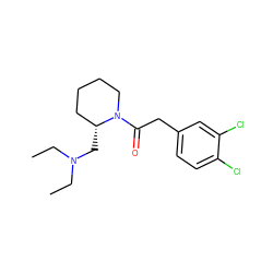 CCN(CC)C[C@@H]1CCCCN1C(=O)Cc1ccc(Cl)c(Cl)c1 ZINC000013861039