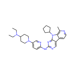 CCN(CC)C1CCN(c2ccc(Nc3ncc4c5ccnc(C)c5n(C5CCCC5)c4n3)nc2)CC1 ZINC000117689436