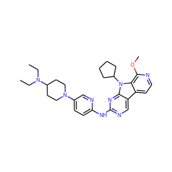 CCN(CC)C1CCN(c2ccc(Nc3ncc4c5ccnc(OC)c5n(C5CCCC5)c4n3)nc2)CC1 ZINC000117690929