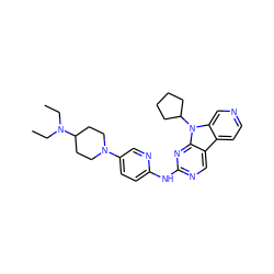 CCN(CC)C1CCN(c2ccc(Nc3ncc4c5ccncc5n(C5CCCC5)c4n3)nc2)CC1 ZINC000117690802