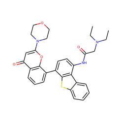 CCN(CC)CC(=O)Nc1ccc(-c2cccc3c(=O)cc(N4CCOCC4)oc23)c2sc3ccccc3c12 ZINC000101696404