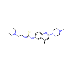 CCN(CC)CC/N=C(\S)Nc1ccc2nc(N3CCN(C)CC3)cc(C)c2c1 ZINC000020153746