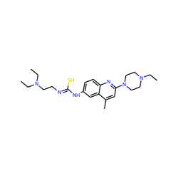 CCN(CC)CC/N=C(\S)Nc1ccc2nc(N3CCN(CC)CC3)cc(C)c2c1 ZINC000020153554