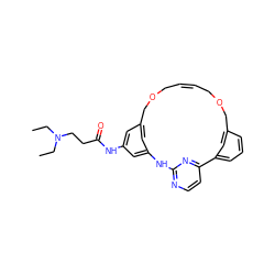 CCN(CC)CCC(=O)Nc1cc2cc(c1)Nc1nccc(n1)-c1cccc(c1)COCC=CCOC2 ZINC000254093582