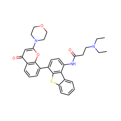 CCN(CC)CCC(=O)Nc1ccc(-c2cccc3c(=O)cc(N4CCOCC4)oc23)c2sc3ccccc3c12 ZINC000101696352