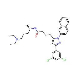 CCN(CC)CCC[C@@H](C)NC(=O)CCCc1cc(-c2cc(Cl)cc(Cl)c2)nn1-c1ccc2ccccc2c1 ZINC000028887216