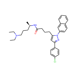 CCN(CC)CCC[C@@H](C)NC(=O)CCCc1cc(-c2ccc(Cl)cc2)nn1-c1ccc2ccccc2c1 ZINC000028887445