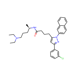 CCN(CC)CCC[C@@H](C)NC(=O)CCCc1cc(-c2cccc(Cl)c2)nn1-c1ccc2ccccc2c1 ZINC000028887435