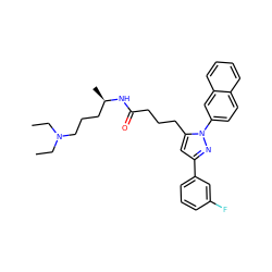 CCN(CC)CCC[C@@H](C)NC(=O)CCCc1cc(-c2cccc(F)c2)nn1-c1ccc2ccccc2c1 ZINC000028887466