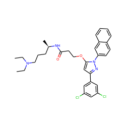 CCN(CC)CCC[C@@H](C)NC(=O)CCOc1cc(-c2cc(Cl)cc(Cl)c2)nn1-c1ccc2ccccc2c1 ZINC000028887327