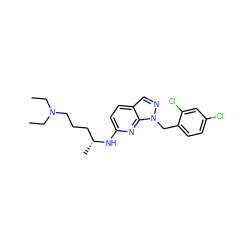 CCN(CC)CCC[C@@H](C)Nc1ccc2cnn(Cc3ccc(Cl)cc3Cl)c2n1 ZINC000028817842