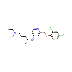 CCN(CC)CCC[C@@H](C)Nc1ccnc(COc2ccc(Cl)cc2Cl)c1 ZINC000095607689