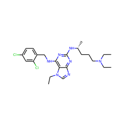 CCN(CC)CCC[C@@H](C)Nc1nc(NCc2ccc(Cl)cc2Cl)c2c(ncn2CC)n1 ZINC000028817830