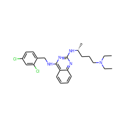 CCN(CC)CCC[C@@H](C)Nc1nc(NCc2ccc(Cl)cc2Cl)c2ccccc2n1 ZINC000028817849